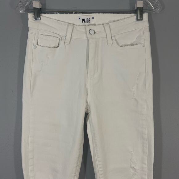 PAIGE Hoxton Ankle Distressed White Jean - Picture 2 of 9